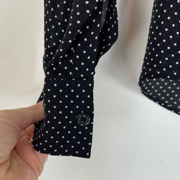 A.L.C. Jerry Silk Long Sleeve Lace Panel Blouse | Polka Dot Print Chiffo… - Picture 6 of 9